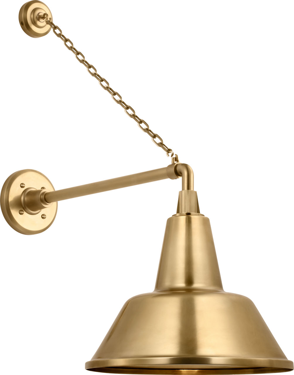 Academy 17.5" Anchored Mack Barn Light in Hand-Rubbed Antique Brass with 12.5" Bowers Shade