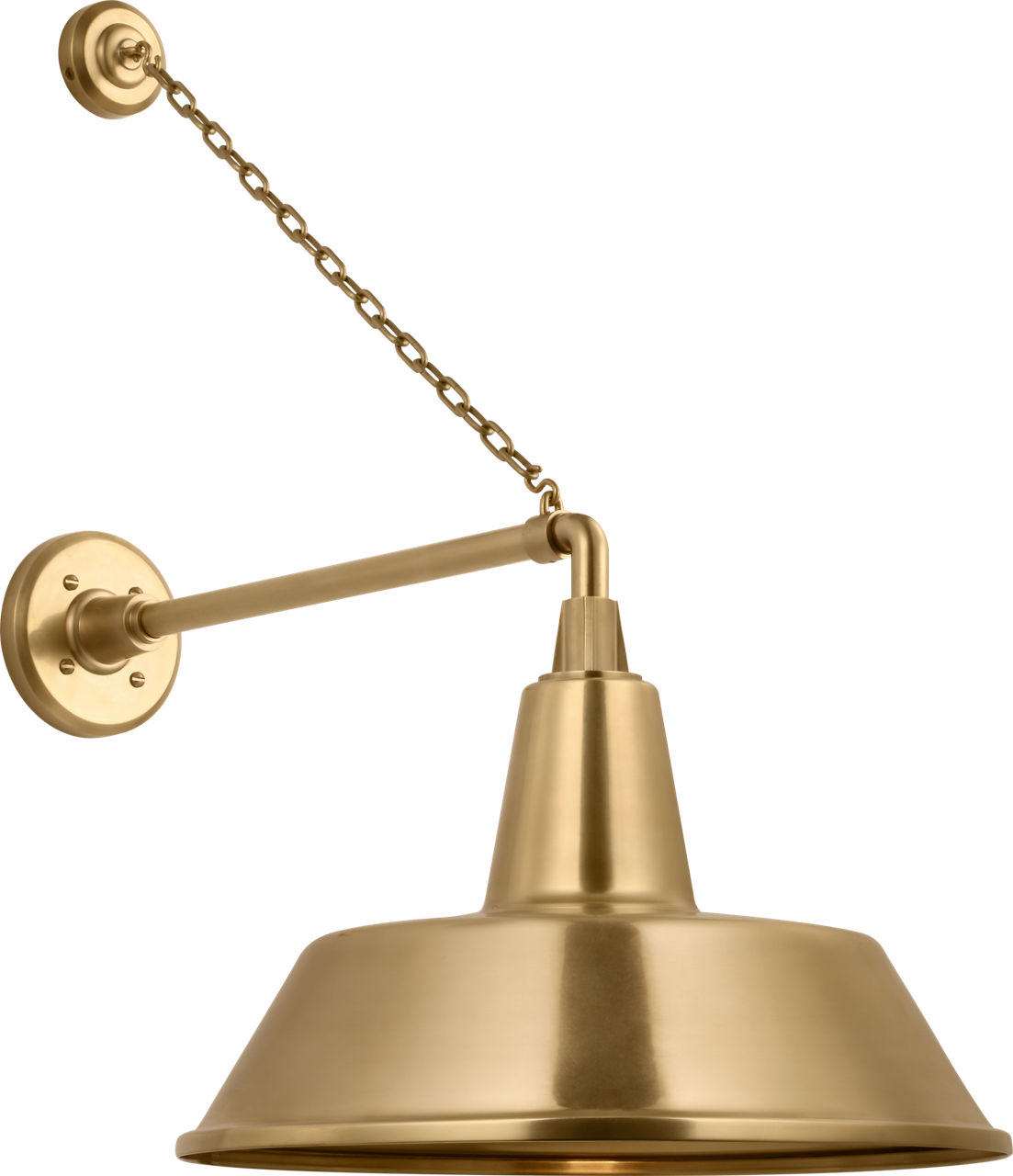 Academy 17.5" Anchored Mack Barn Light in Hand-Rubbed Antique Brass with 16" Bowers Shade