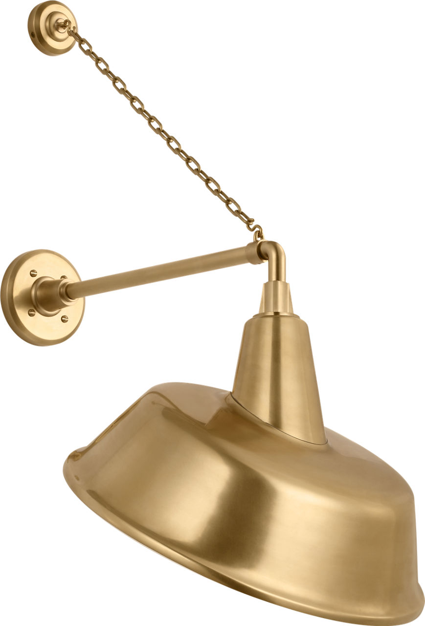Academy 17.5" Anchored Mack Barn Light in Hand-Rubbed Antique Brass with 16" Tilted Bowers Shade