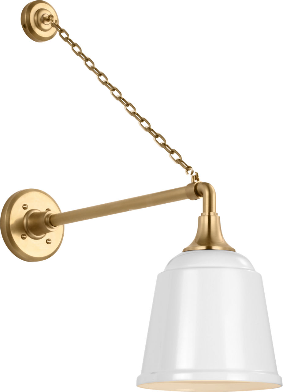 Academy 17.5" Anchored Mack Barn Light in Hand-Rubbed Antique Brass with 8" White Rockhouse Shade