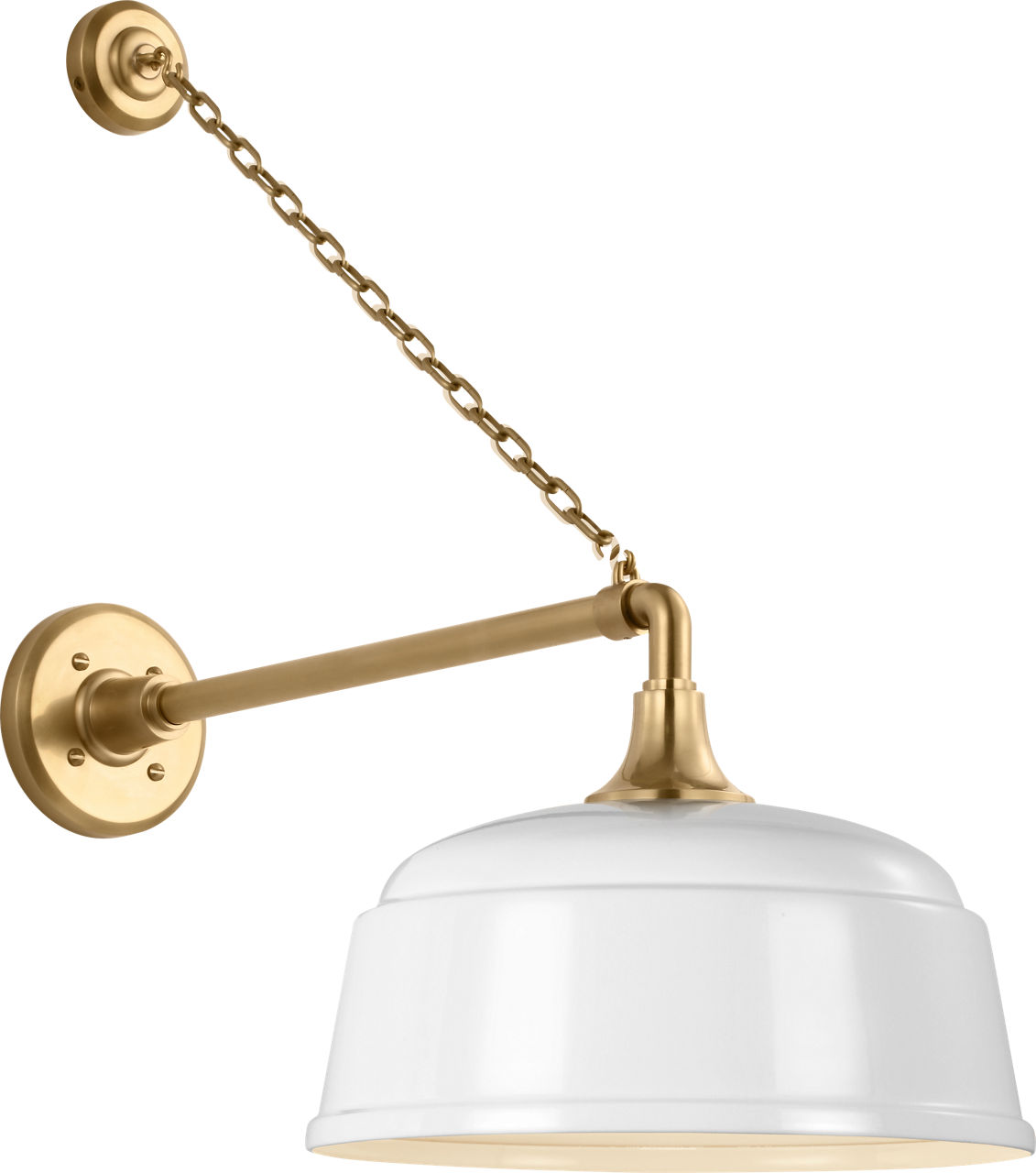 Academy 17.5" Anchored Mack Barn Light in Hand-Rubbed Antique Brass with 12.5" White Rockhouse Shade