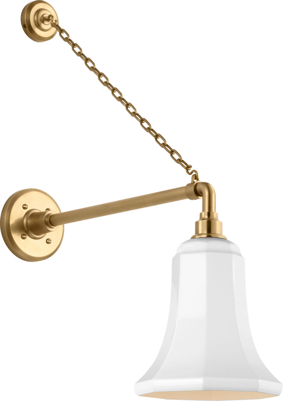 Academy 17.5" Anchored Mack Barn Light in Hand-Rubbed Antique Brass with 7.5" White Savannah Shade