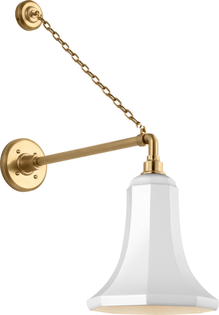 Academy 17.5" Anchored Mack Barn Light in Hand-Rubbed Antique Brass with 9.25" White Savannah Shade