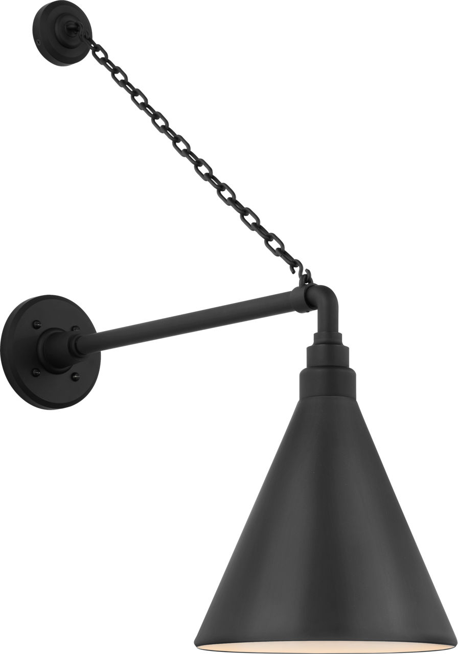 Academy 17.5" Anchored Mack Barn Light in Matte Black with 9" Conical Savannah Shade
