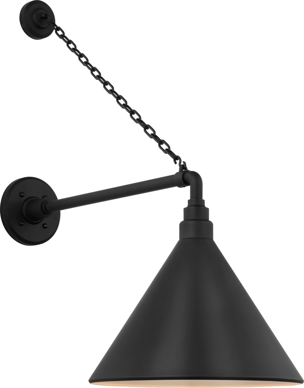 Academy 17.5" Anchored Mack Barn Light in Matte Black with 12.5" Conical Savannah Shade
