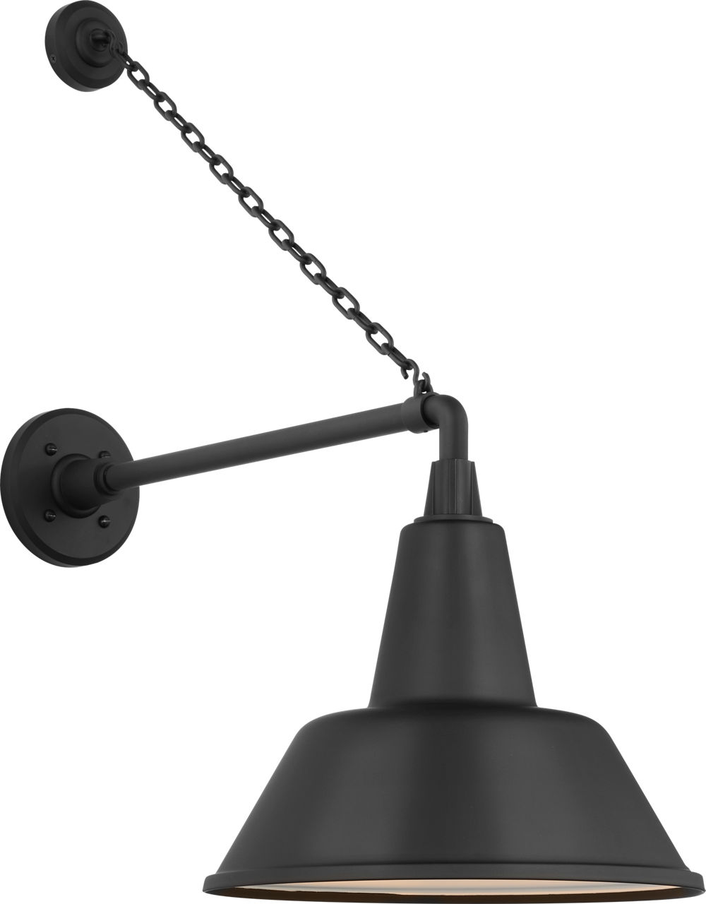 Academy 17.5" Anchored Mack Barn Light in Matte Black with 12.5" Bowers Shade