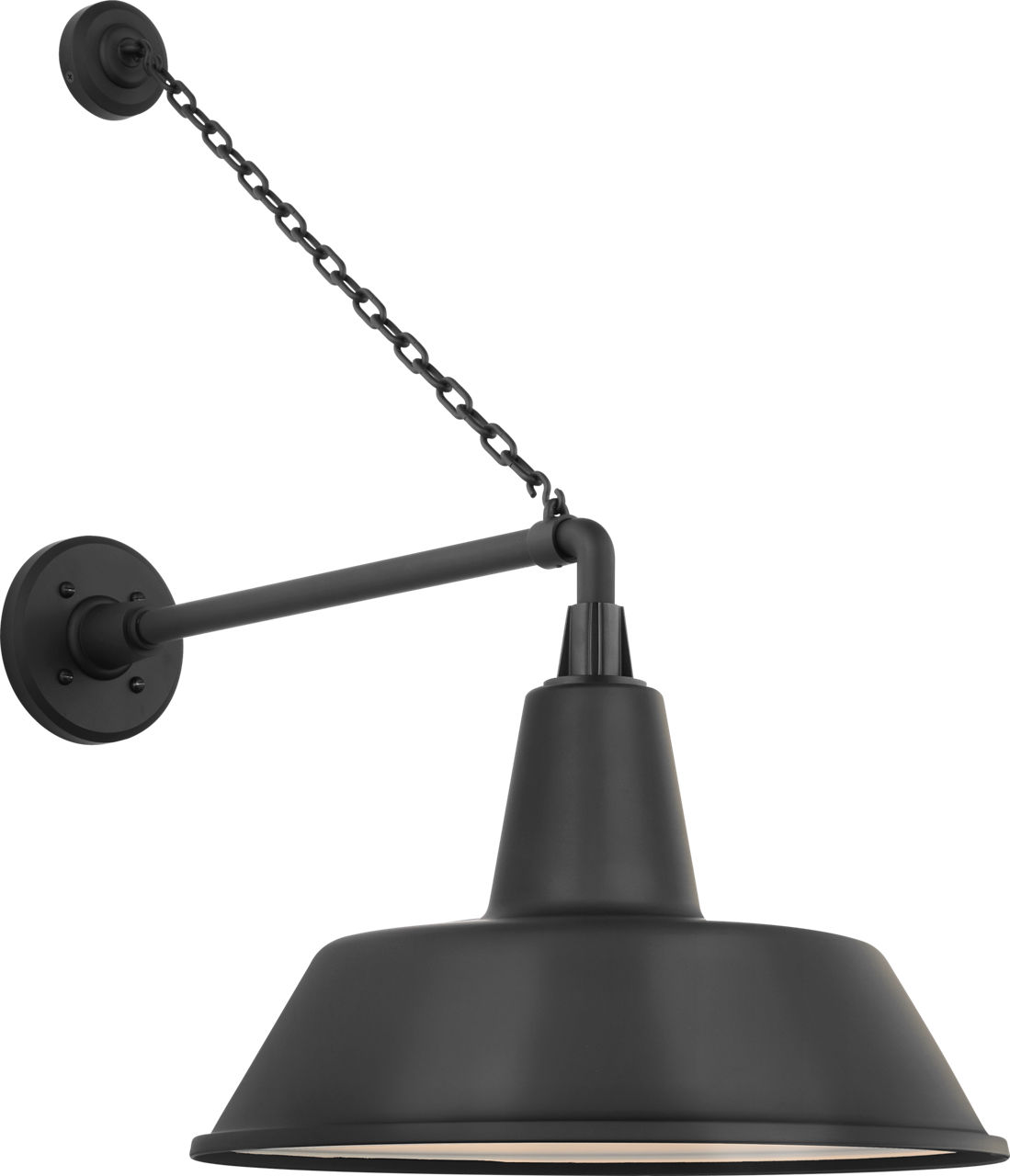 Academy 17.5" Anchored Mack Barn Light in Matte Black with 16" Bowers Shade