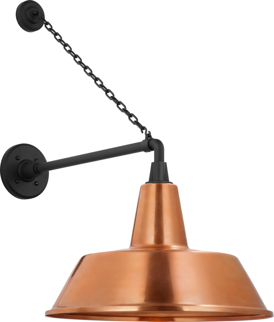 Academy 17.5" Anchored Mack Barn Light in Matte Black with 16" Soft Copper Bowers Shade