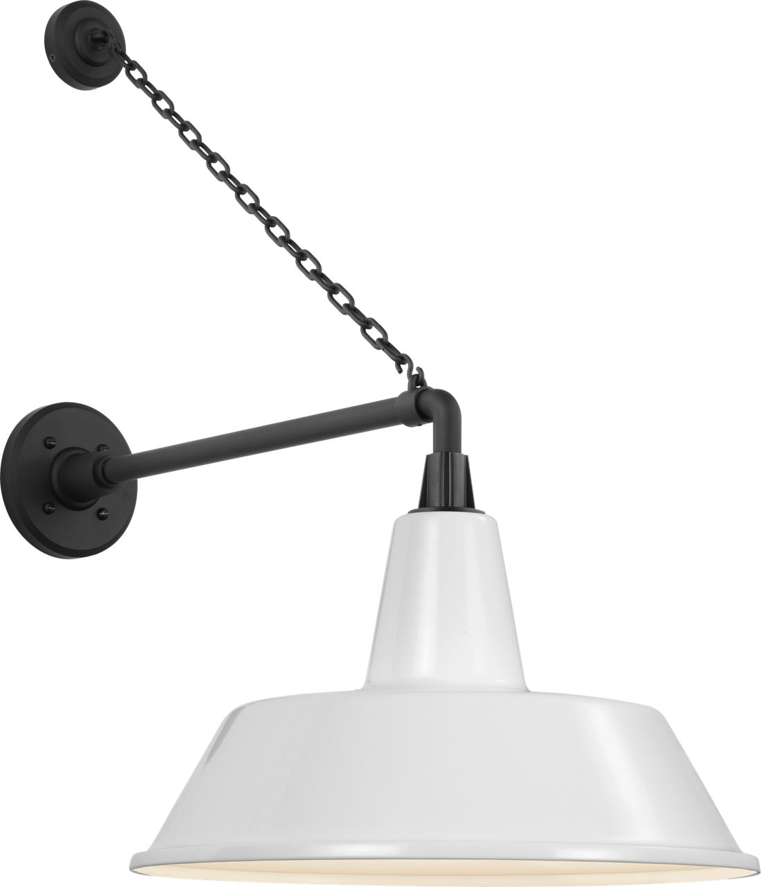 Academy 17.5" Anchored Mack Barn Light in Matte Black with 16" White Bowers Shade