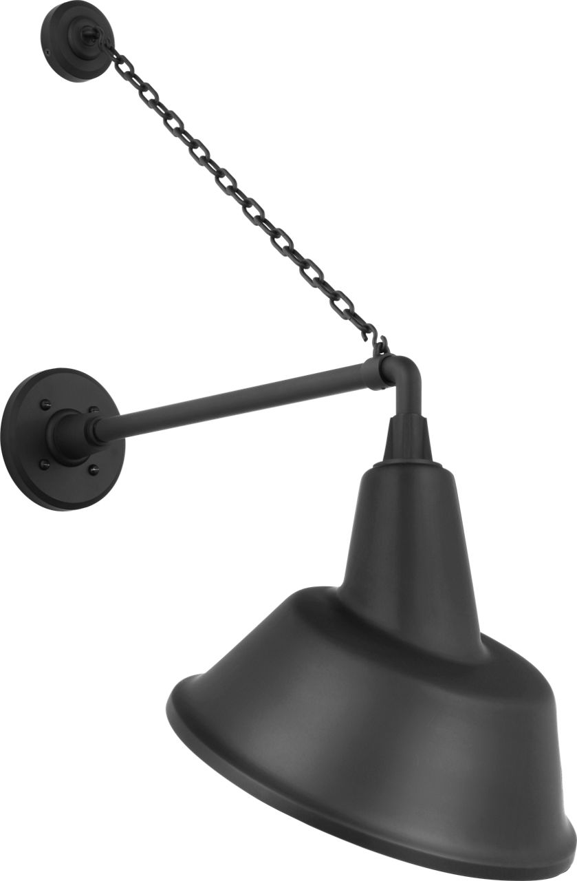 Academy 17.5" Anchored Mack Barn Light in Matte Black with 12.5" Tilted Bowers Shade