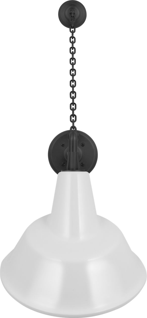 Academy 17.5" Anchored Mack Barn Light in Matte Black with 12.5" White Tilted Bowers Shade