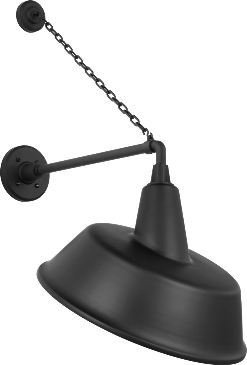 Academy 17.5" Anchored Mack Barn Light in Matte Black with 16" Tilted Bowers Shade