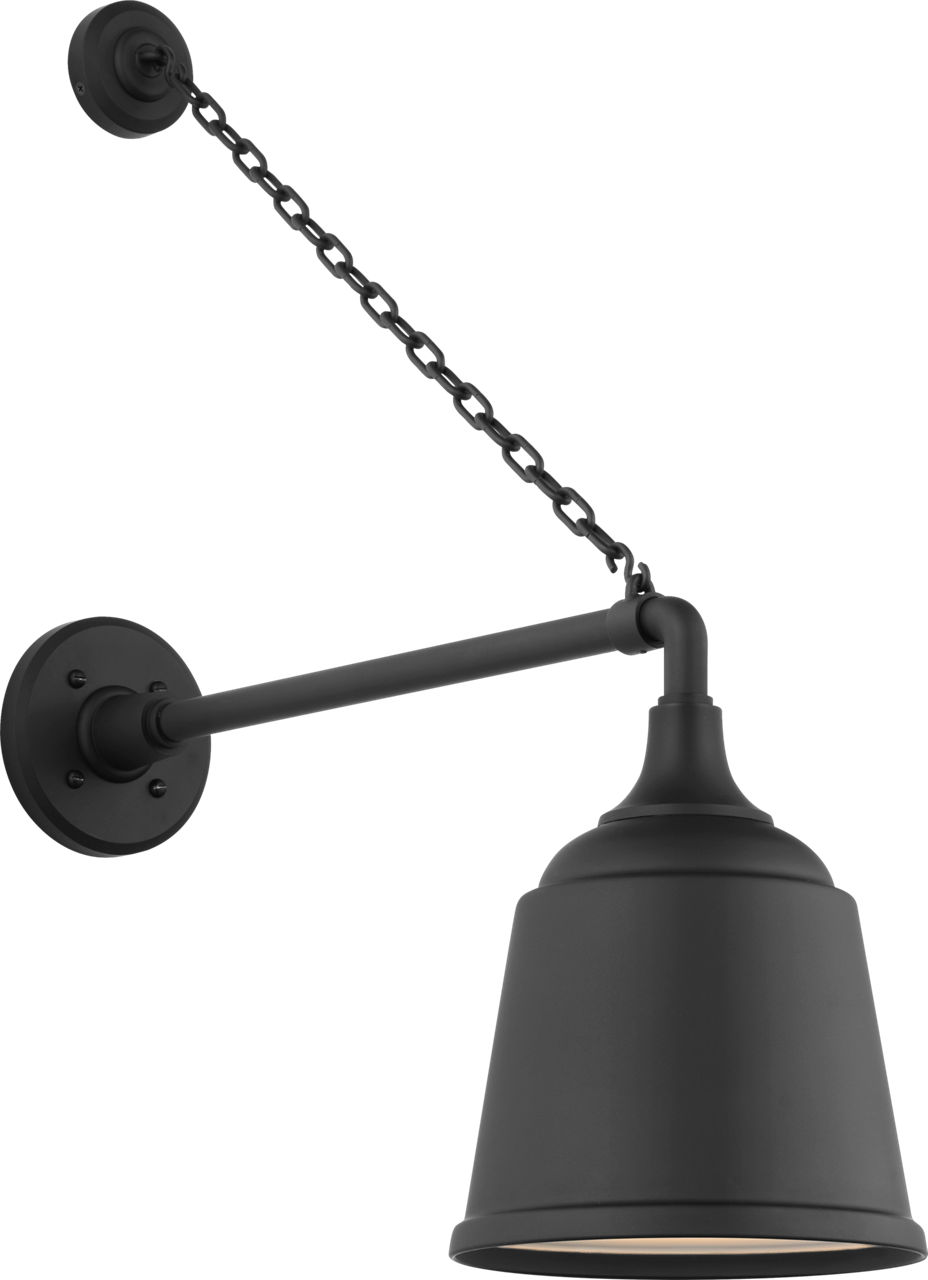 Academy 17.5" Anchored Mack Barn Light in Matte Black with 8" Rockhouse Shade