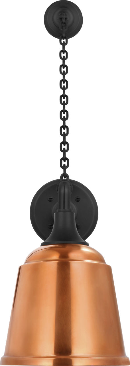 Academy 17.5" Anchored Mack Barn Light in Matte Black with 8" Soft Copper Rockhouse Shade