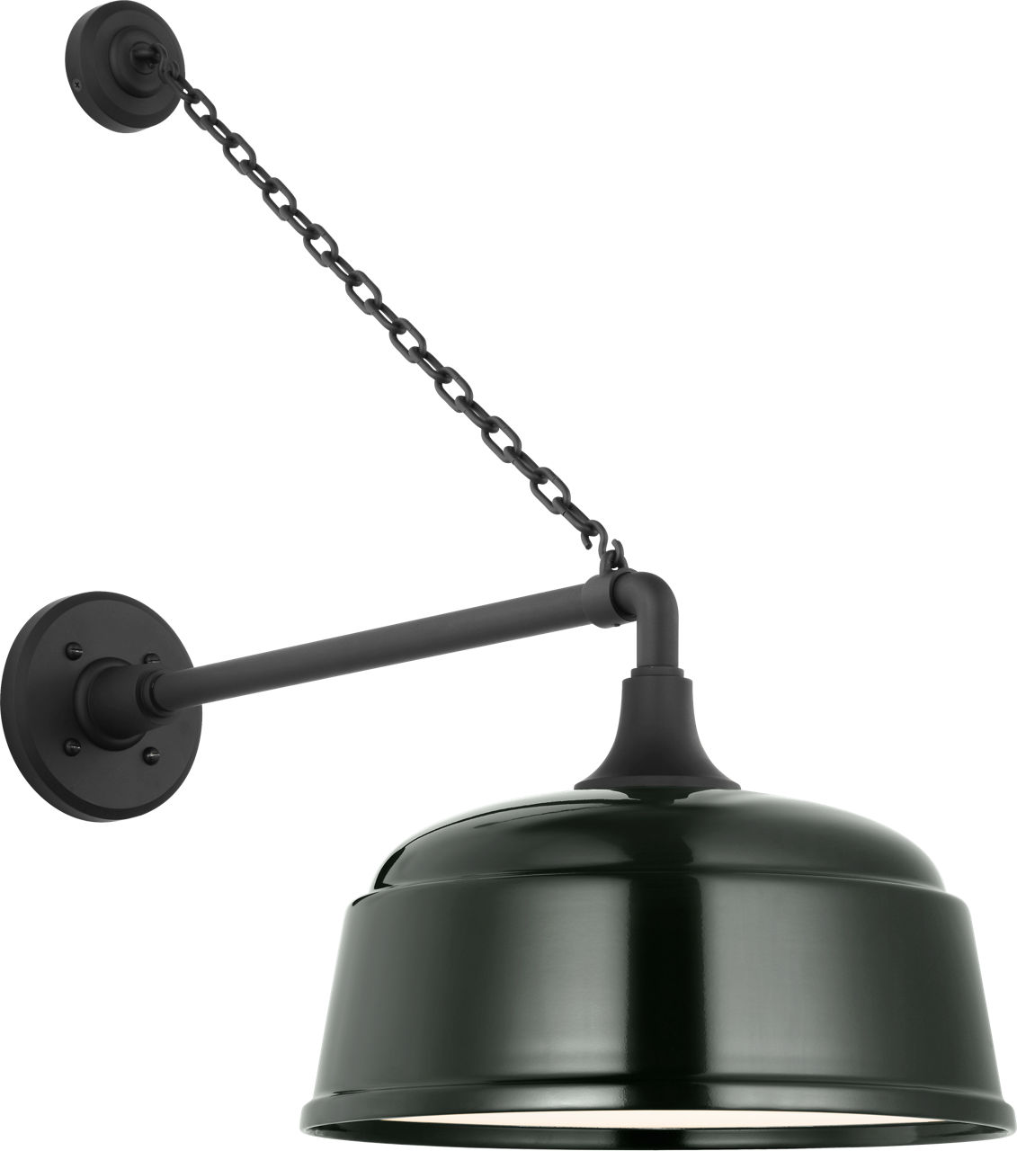 Academy 17.5" Anchored Mack Barn Light in Matte Black with 12.5" Green Rockhouse Shade