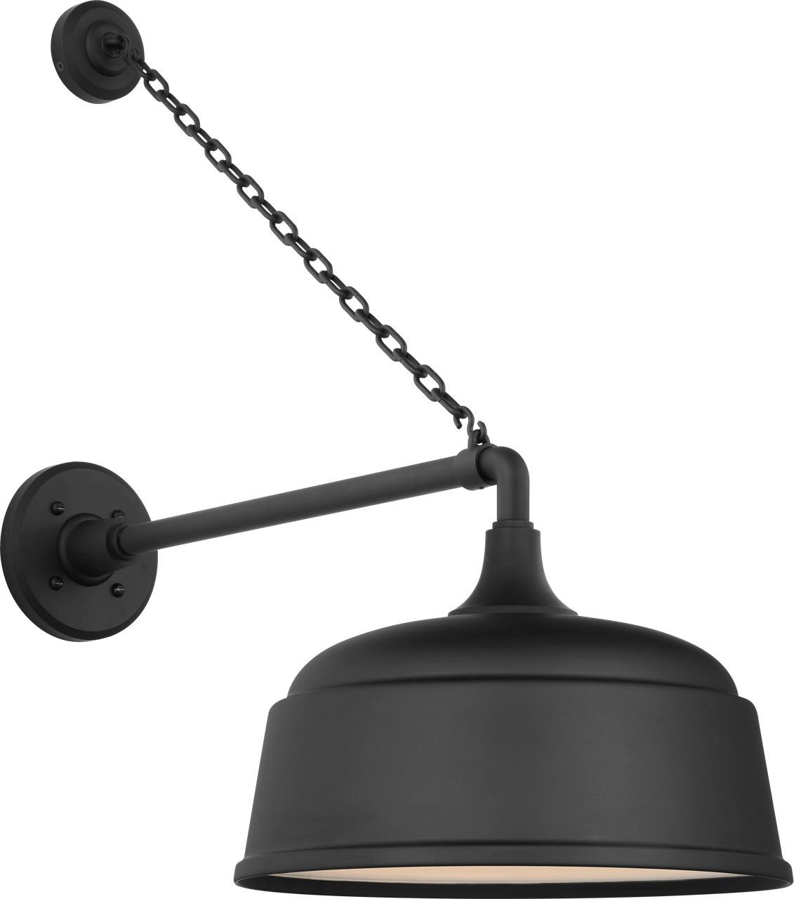 Academy 17.5" Anchored Mack Barn Light in Matte Black with 12.5" Rockhouse Shade