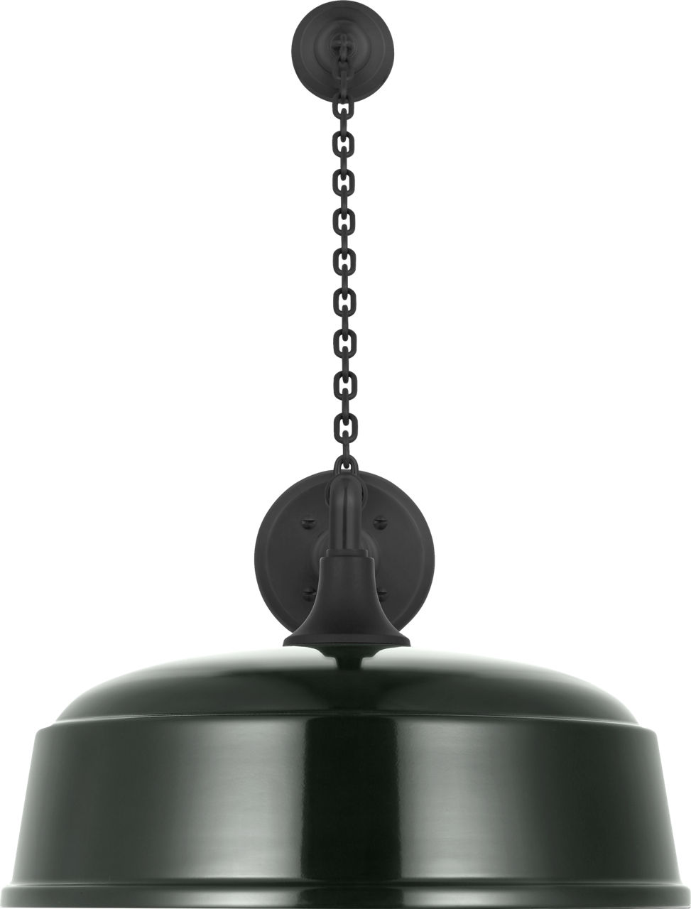 Academy 17.5" Anchored Mack Barn Light in Matte Black with 16" Green Rockhouse Shade