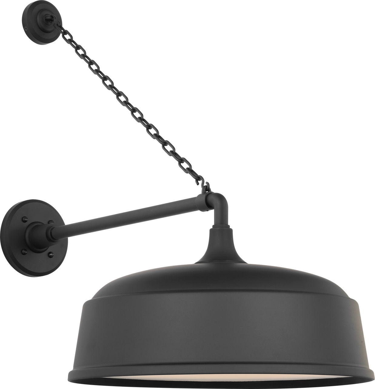 Academy 17.5" Anchored Mack Barn Light in Matte Black with 16" Rockhouse Shade