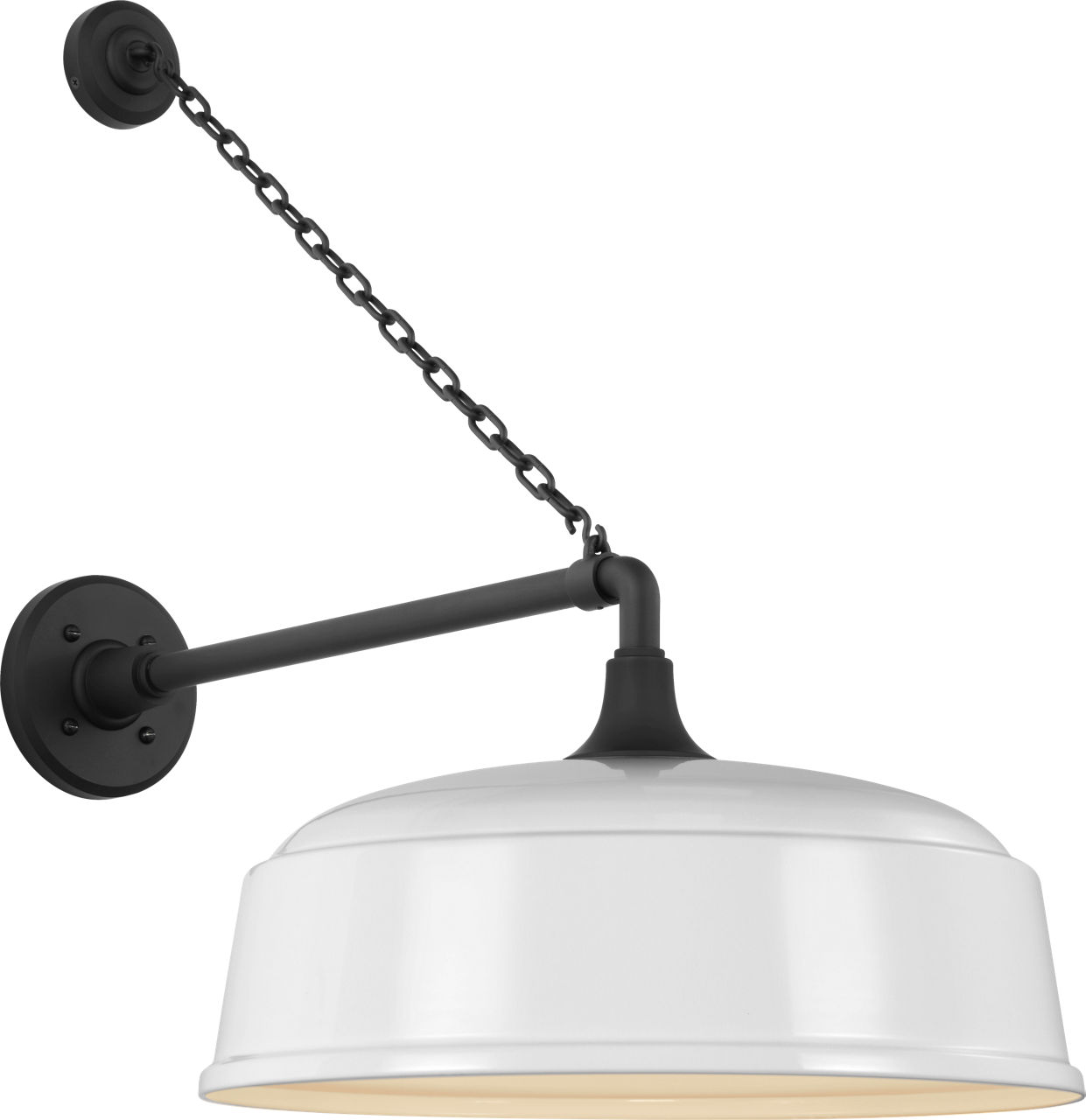 Academy 17.5" Anchored Mack Barn Light in Matte Black with 16" White Rockhouse Shade