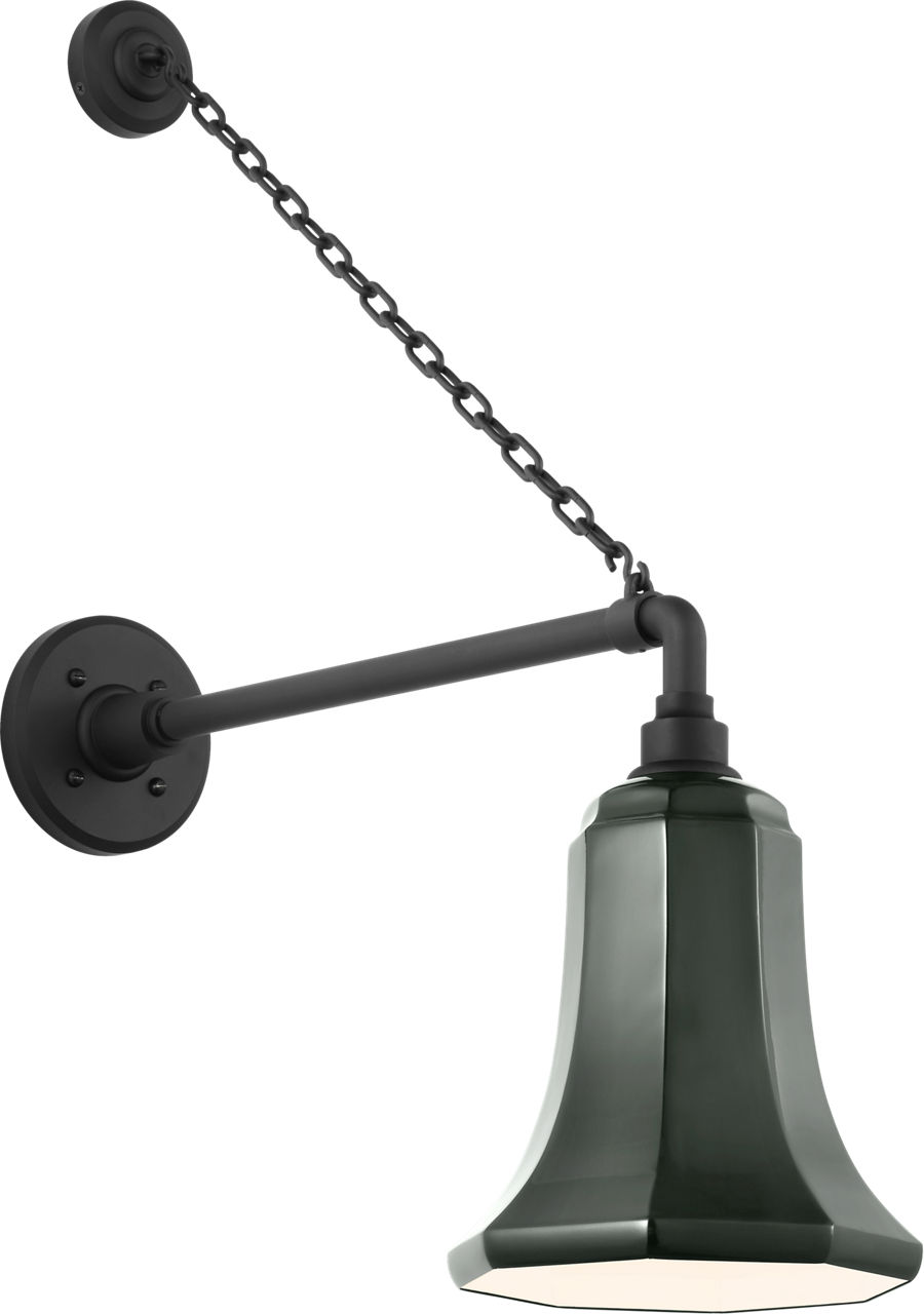 Academy 17.5" Anchored Mack Barn Light in Matte Black with 7.5" Green Savannah Shade