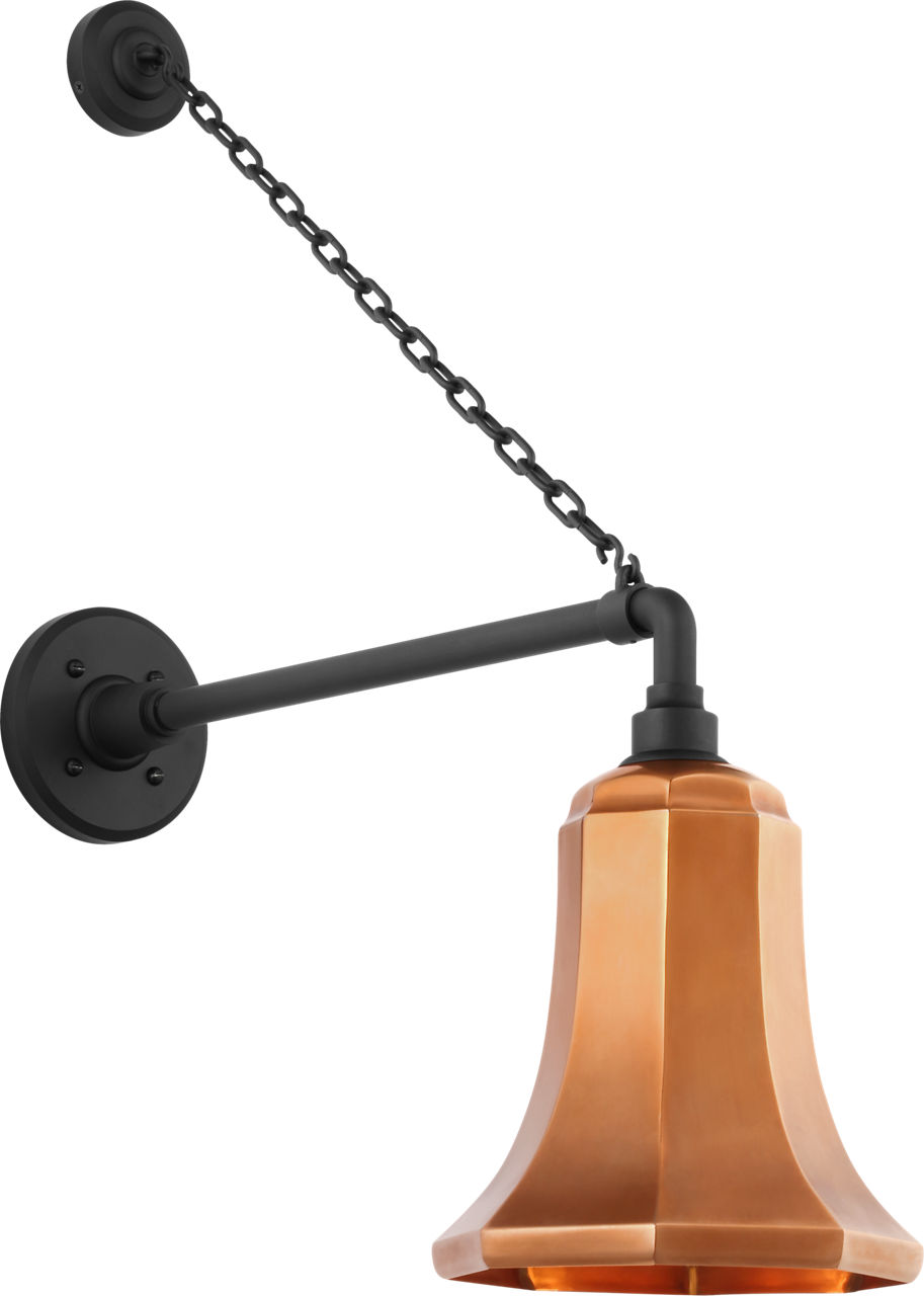 Academy 17.5" Anchored Mack Barn Light in Matte Black with 7.5" Soft Copper Savannah Shade
