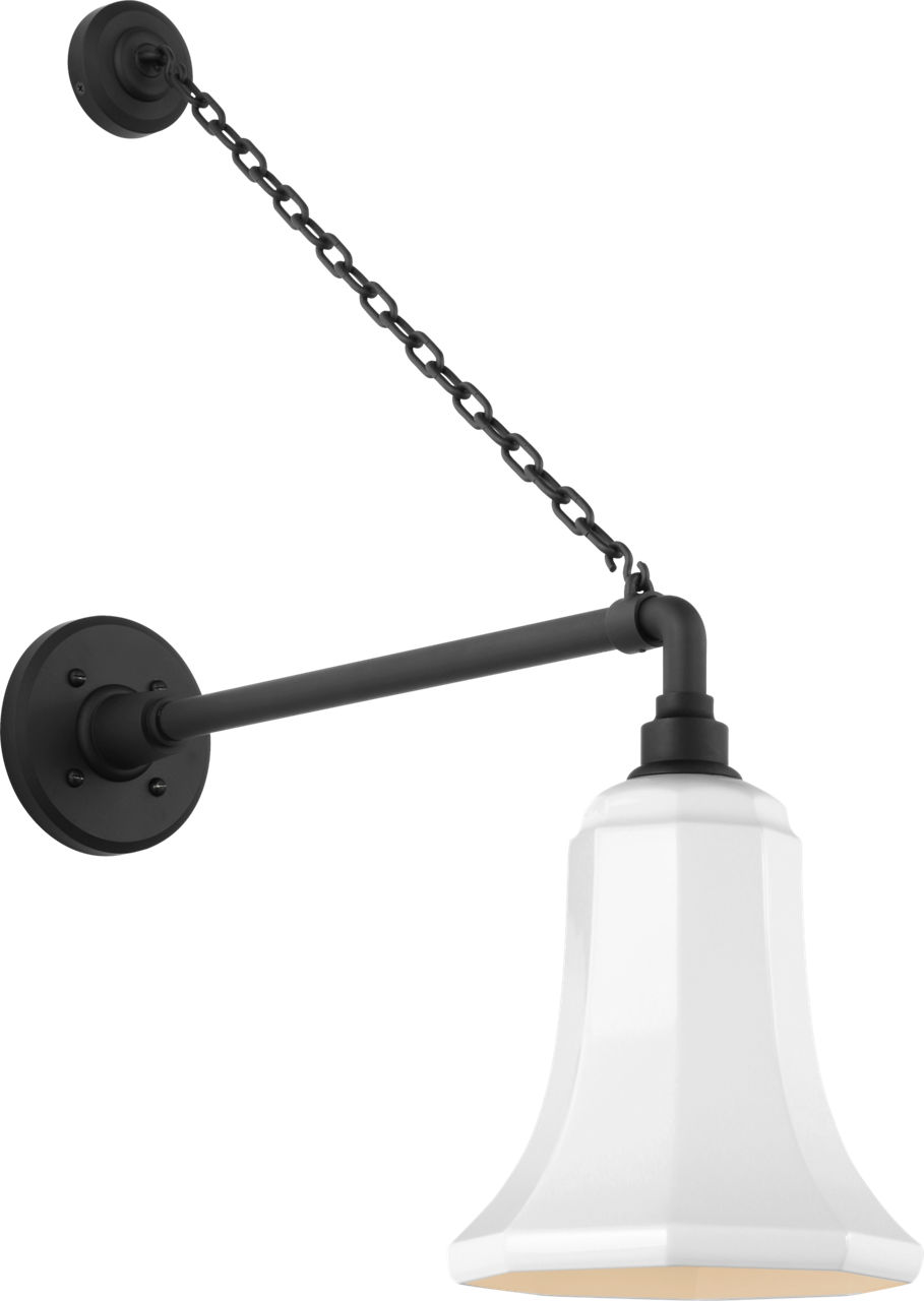 Academy 17.5" Anchored Mack Barn Light in Matte Black with 7.5" White Savannah Shade