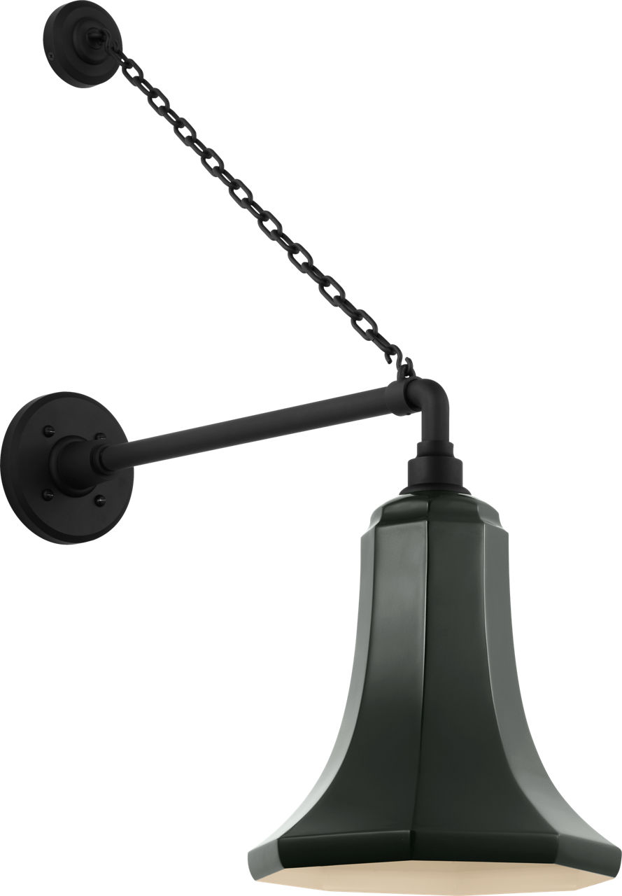 Academy 17.5" Anchored Mack Barn Light in Matte Black with 9.25" Green Savannah Shade