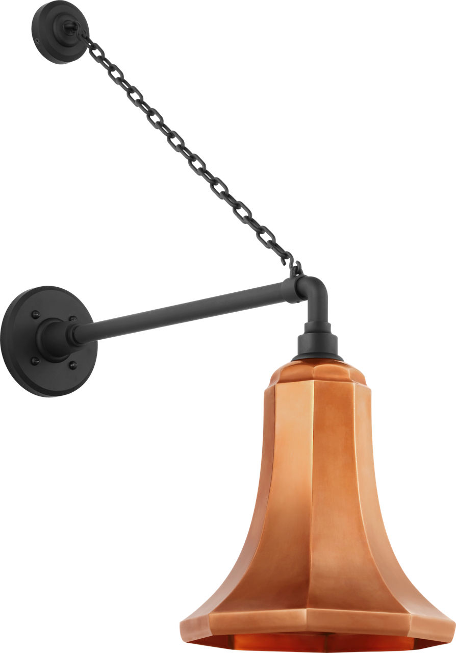 Academy 17.5" Anchored Mack Barn Light in Matte Black with 9.25" Soft Copper Savannah Shade