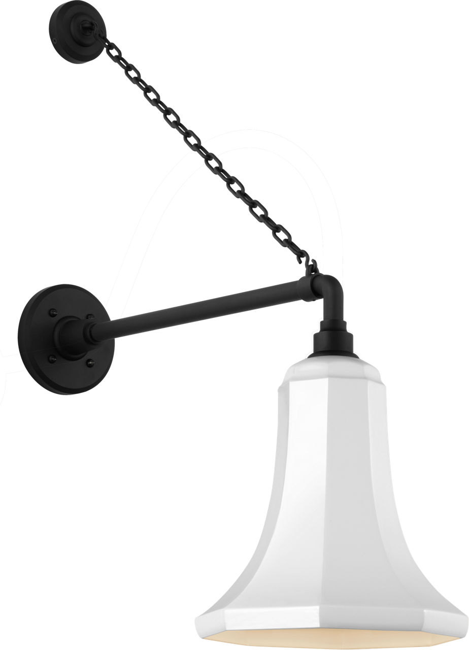 Academy 17.5" Anchored Mack Barn Light in Matte Black with 9.25" White Savannah Shade