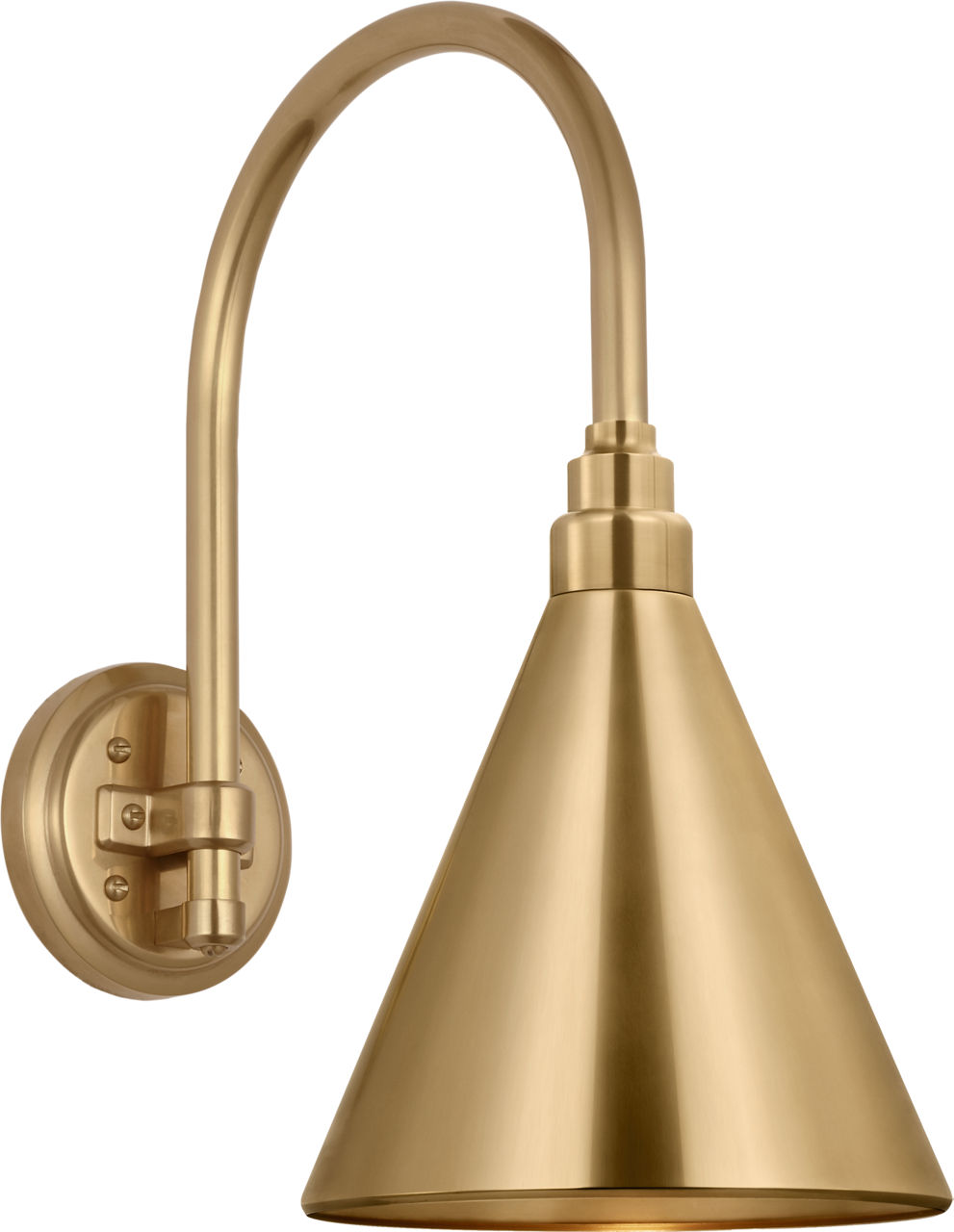 Academy 11" Arched Mack Barn Light in Hand-Rubbed Antique Brass with 9" Hand-Rubbed Antique Brass Conical Savannah Shade