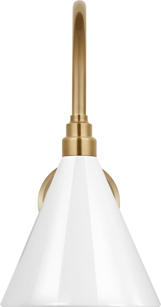 Academy 11" Arched Mack Barn Light in Hand-Rubbed Antique Brass with 9" White Conical Savannah Shade