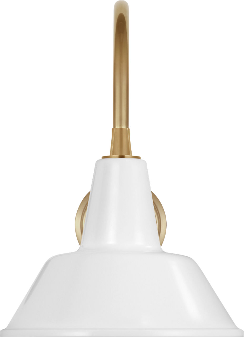 Academy 11" Arched Mack Barn Light in Hand-Rubbed Antique Brass with 12.5" White Bowers Shade