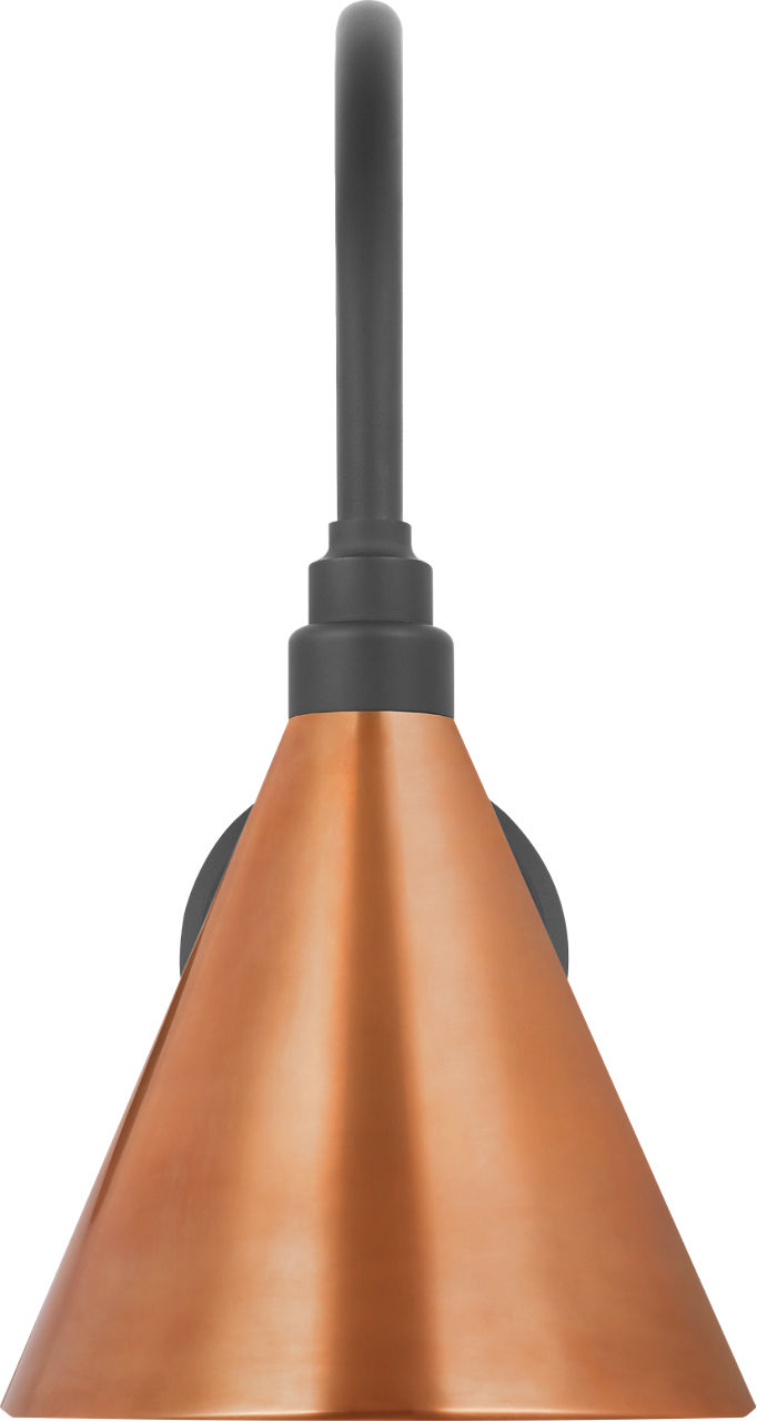 Academy 11" Arched Mack Barn Light in Matte Black with 9" Soft Copper Conical Savannah Shade