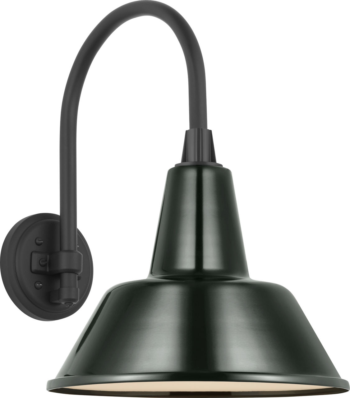 Academy 11" Arched Mack Barn Light in Matte Black with 12.5" Green Bowers Shade