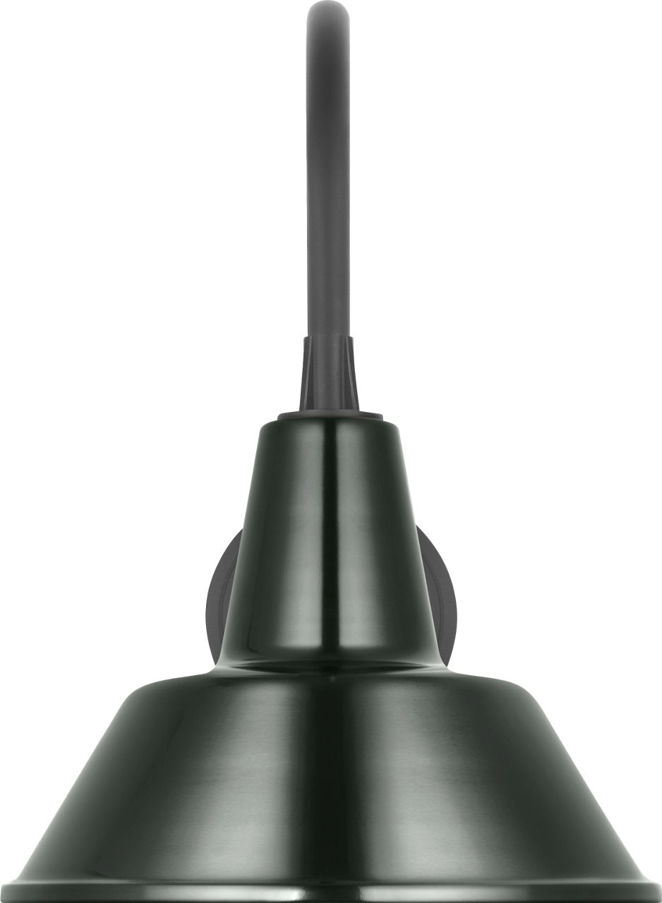 Academy 11" Arched Mack Barn Light in Matte Black with 12.5" Green Bowers Shade