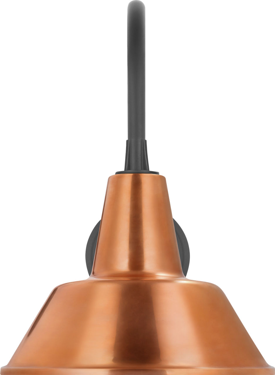 Academy 11" Arched Mack Barn Light in Matte Black with 12.5" Soft Copper Bowers Shade