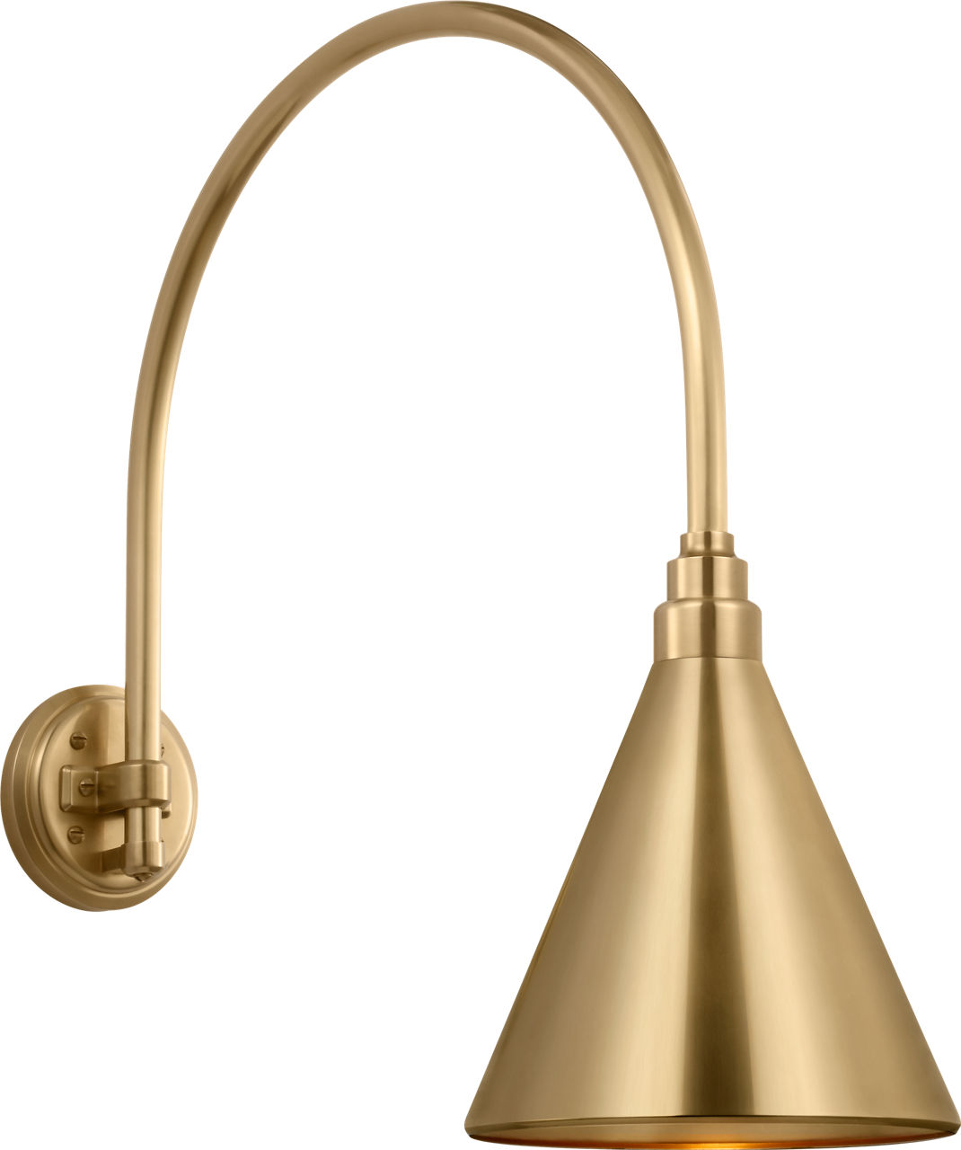 Academy 19.5" Arched Mack Barn Light in Hand-Rubbed Antique Brass with 9" Conical Savannah Shade