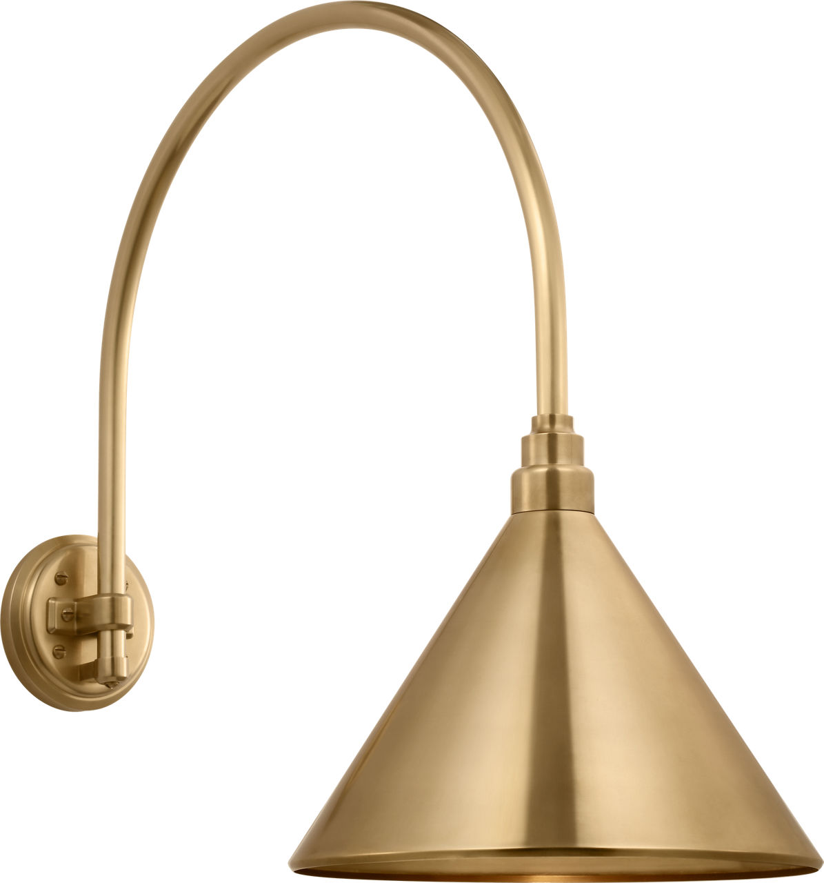 Academy 19.5" Arched Mack Barn Light in Hand-Rubbed Antique Brass with 12.5" Conical Savannah Shade