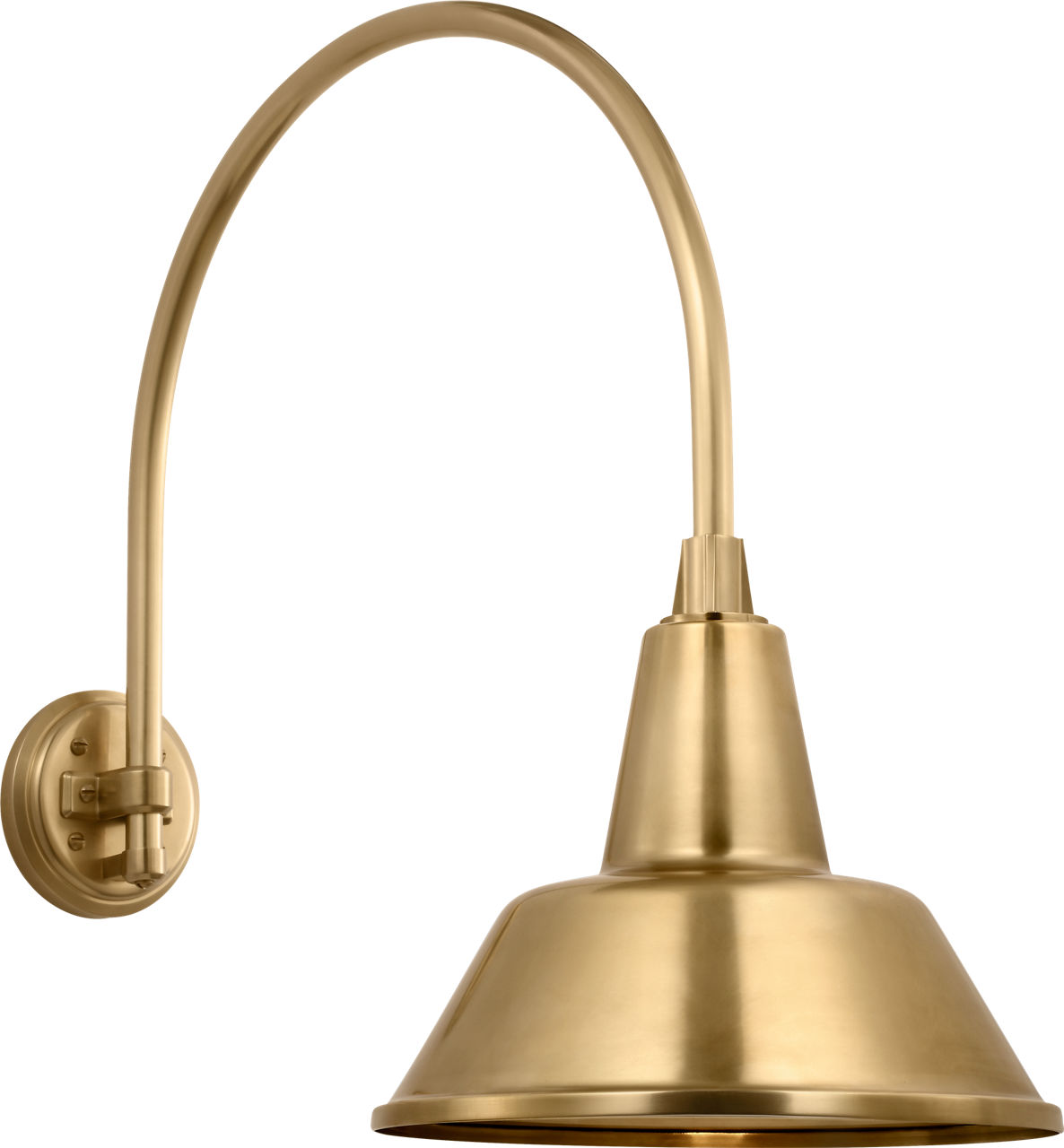 Academy 19.5" Arched Mack Barn Light in Hand-Rubbed Antique Brass with 12.5" Bowers Shade