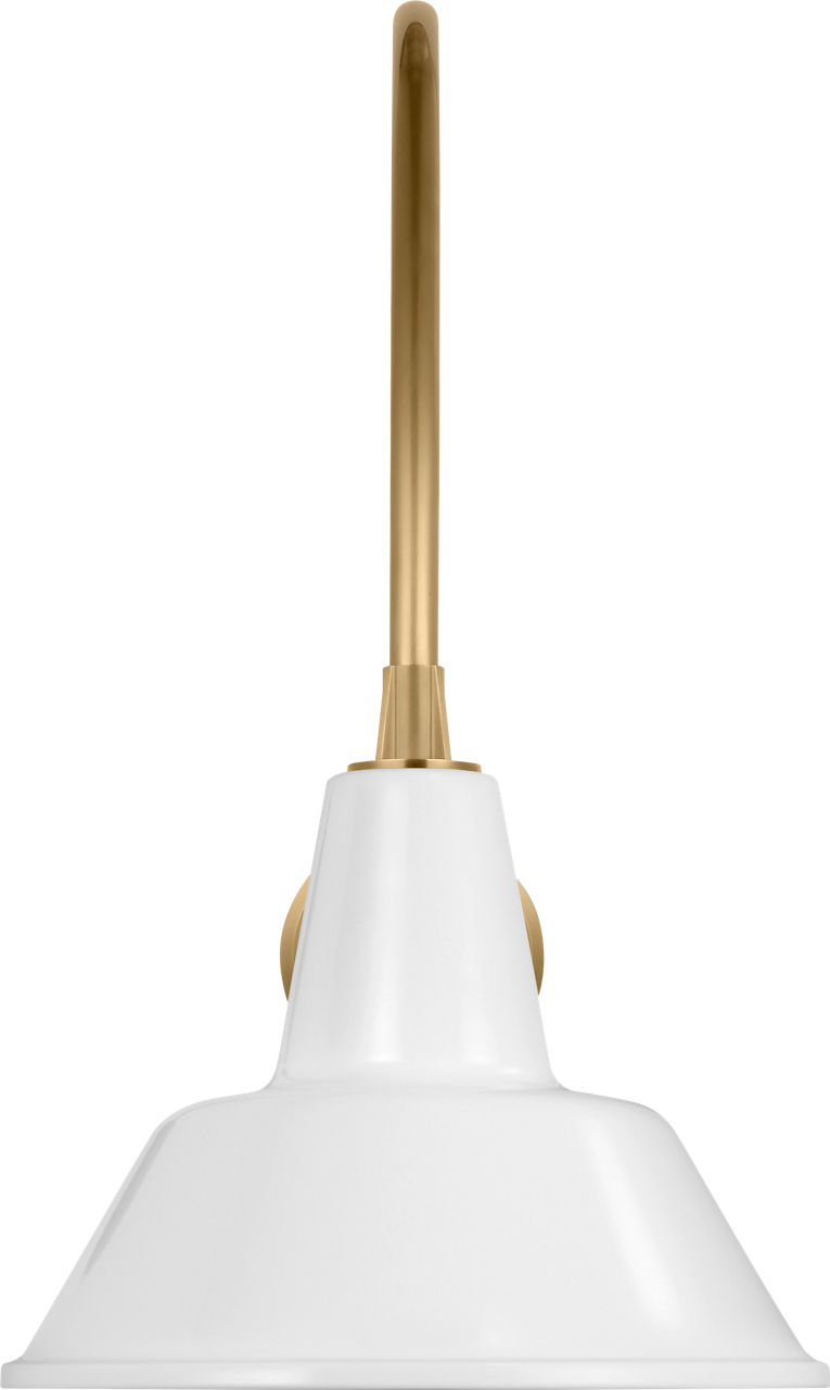 Academy 19.5" Arched Mack Barn Light in Hand-Rubbed Antique Brass with 12.5" White Bowers Shade