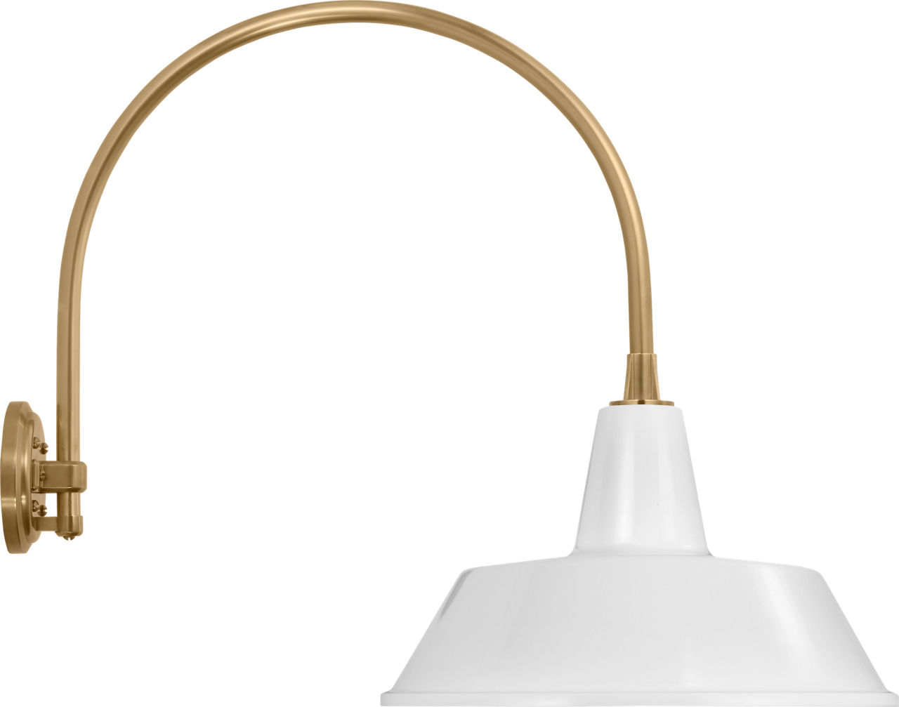 Academy 19.5" Arched Mack Barn Light in Hand-Rubbed Antique Brass with 16" White Bowers Shade