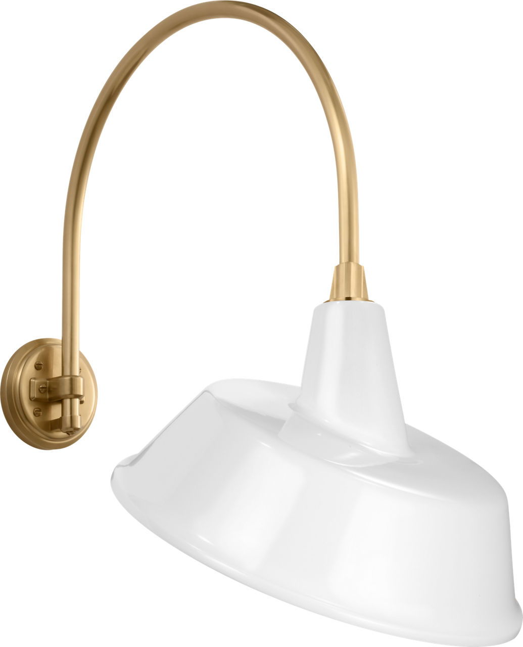 Academy 19.5" Arched Mack Barn Light in Hand-Rubbed Antique Brass with 16" White Tilted Bowers Shade