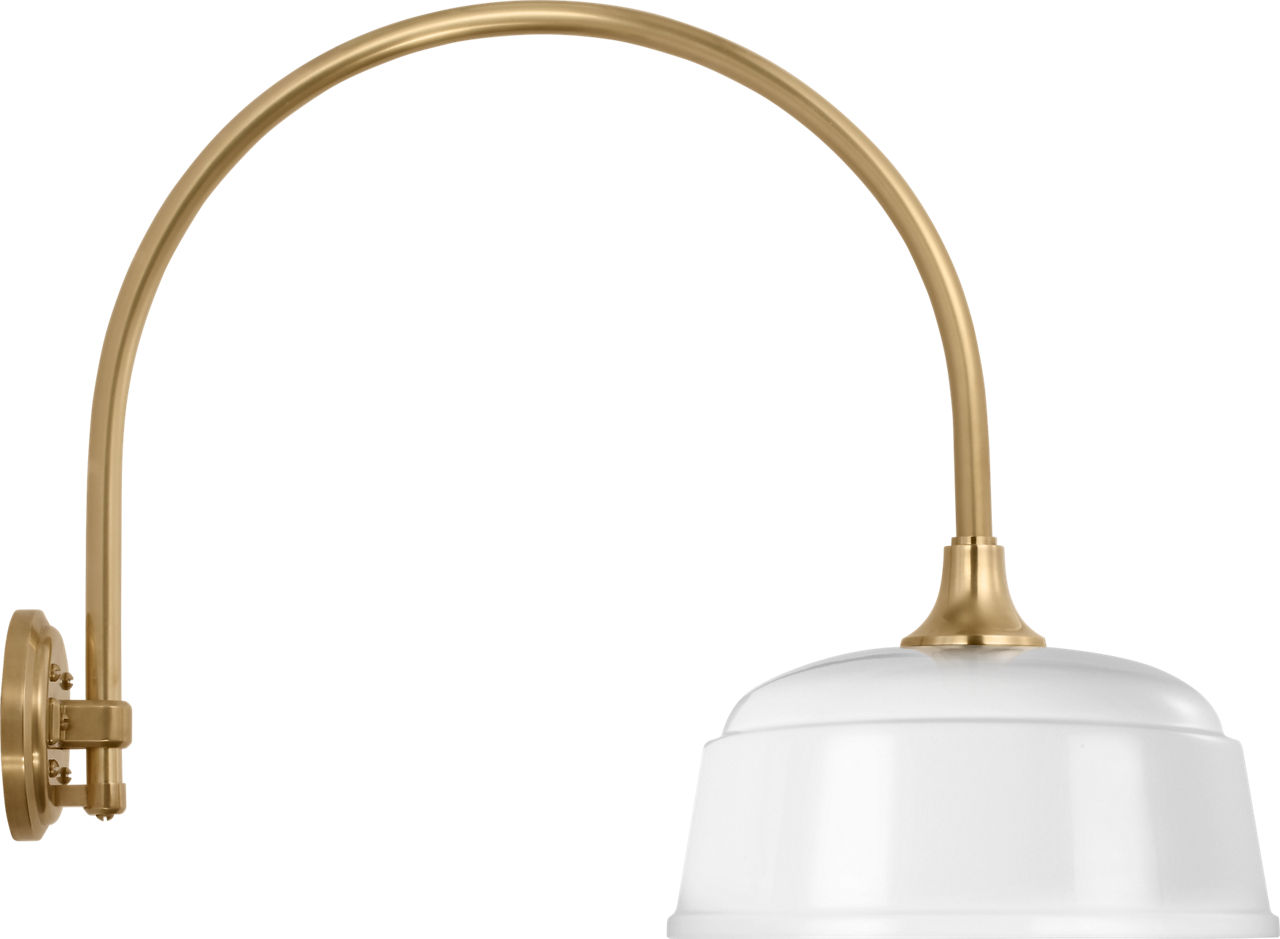 Academy 19.5" Arched Mack Barn Light in Hand-Rubbed Antique Brass with 12.5" White Rockhouse Shade