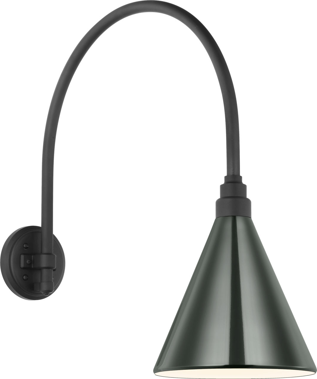 Academy 19.5" Arched Mack Barn Light in Matte Black with 9" Green Conical Savannah Shade