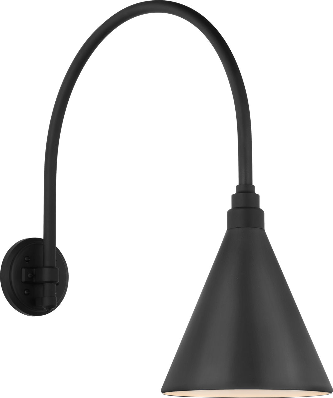 Academy 19.5" Arched Mack Barn Light in Matte Black with 9" Conical Savannah Shade