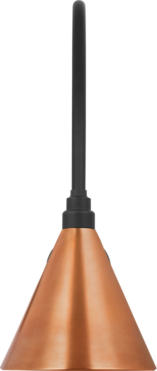 Academy 19.5" Arched Mack Barn Light in Matte Black with 9" Soft Copper Conical Savannah Shade