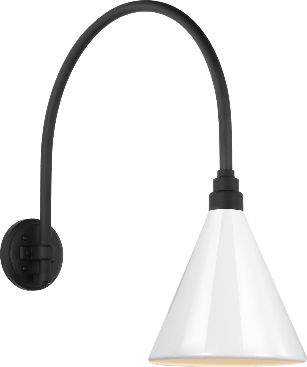 Academy 19.5" Arched Mack Barn Light in Matte Black with 9" White Conical Savannah Shade
