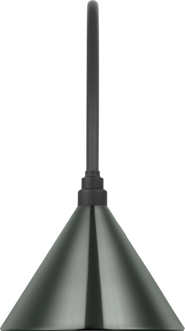 Academy 19.5" Arched Mack Barn Light in Matte Black with 12.5" Green Conical Savannah Shade