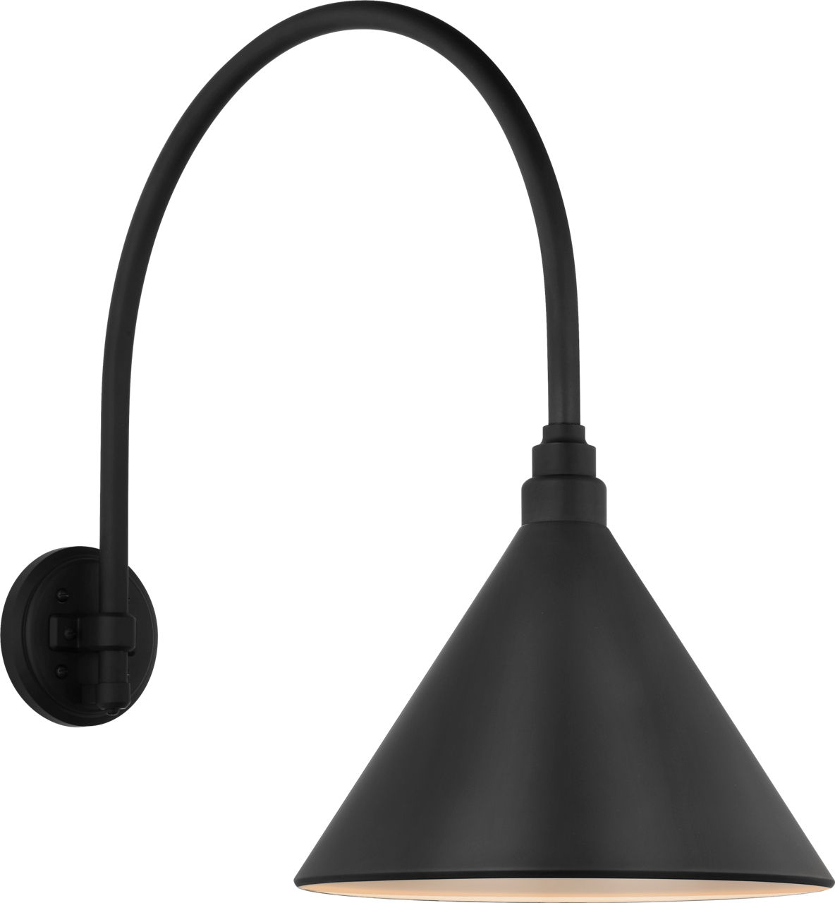 Academy 19.5" Arched Mack Barn Light in Matte Black with 12.5" Conical Savannah Shade
