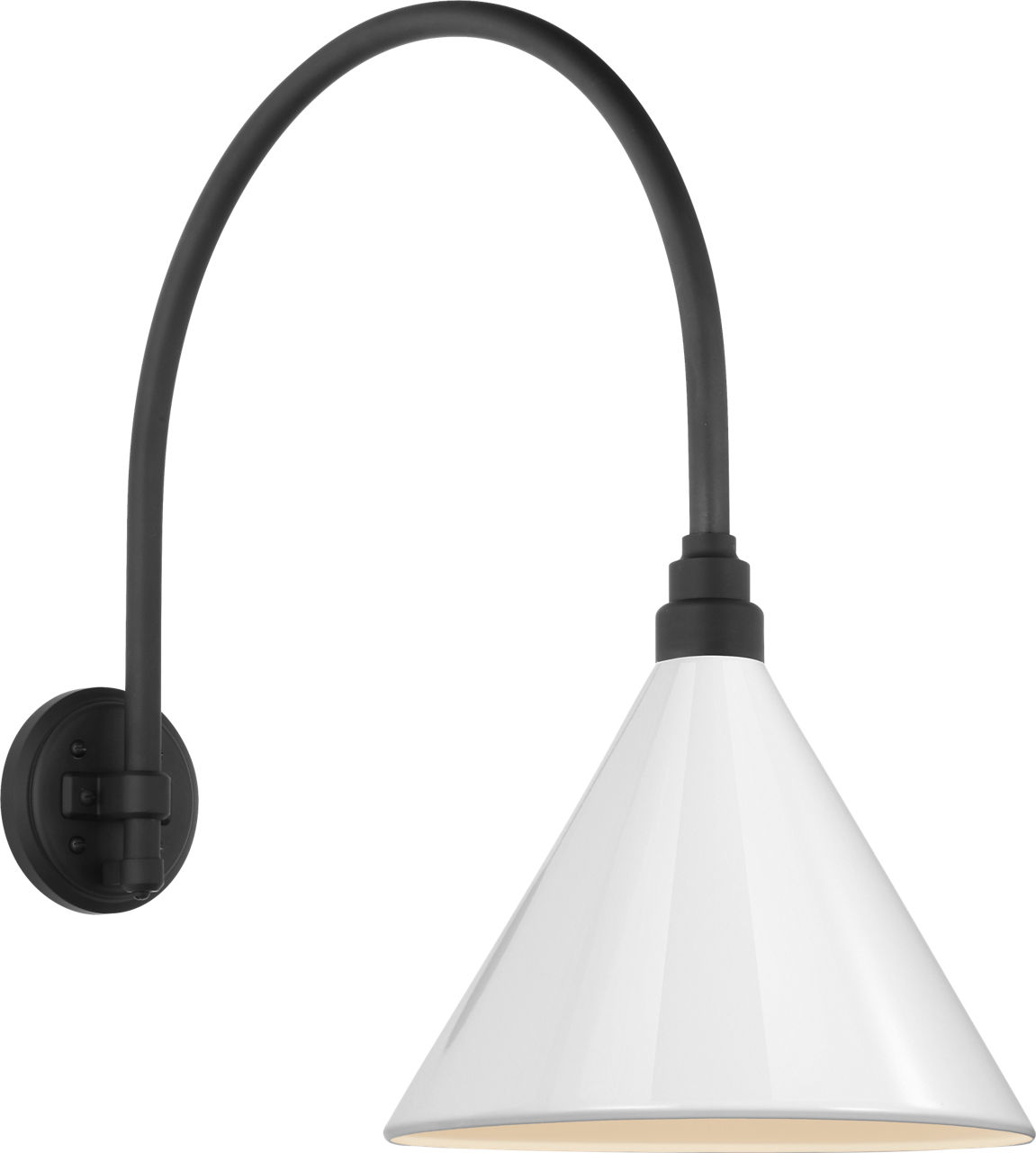 Academy 19.5" Arched Mack Barn Light in Matte Black with 12.5" White Conical Savannah Shade